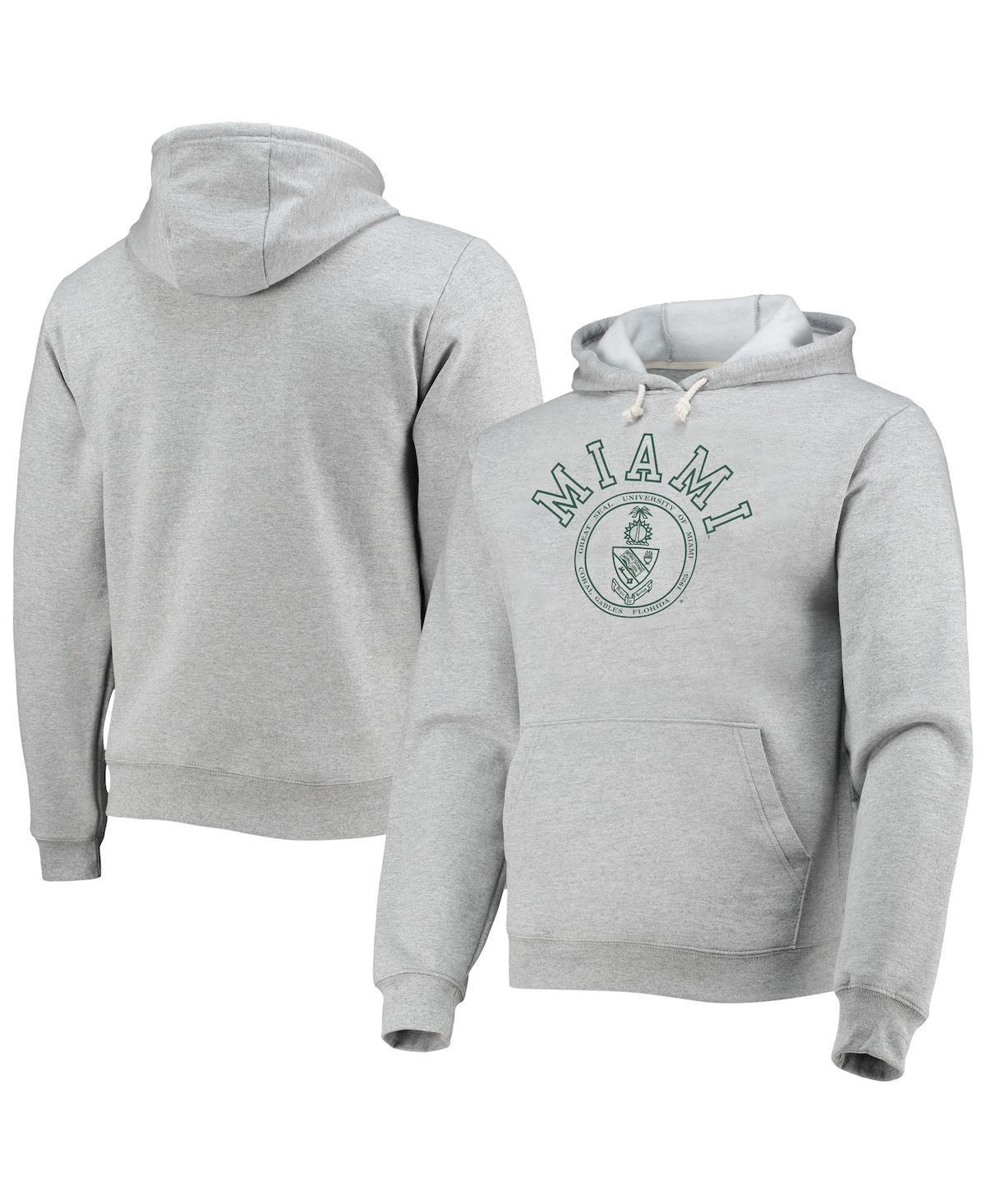 Mens League Collegiate Wear Heathered Gray Miami Hurricanes Seal Neuvo Essential Fleece Pullover Hoodie Product Image