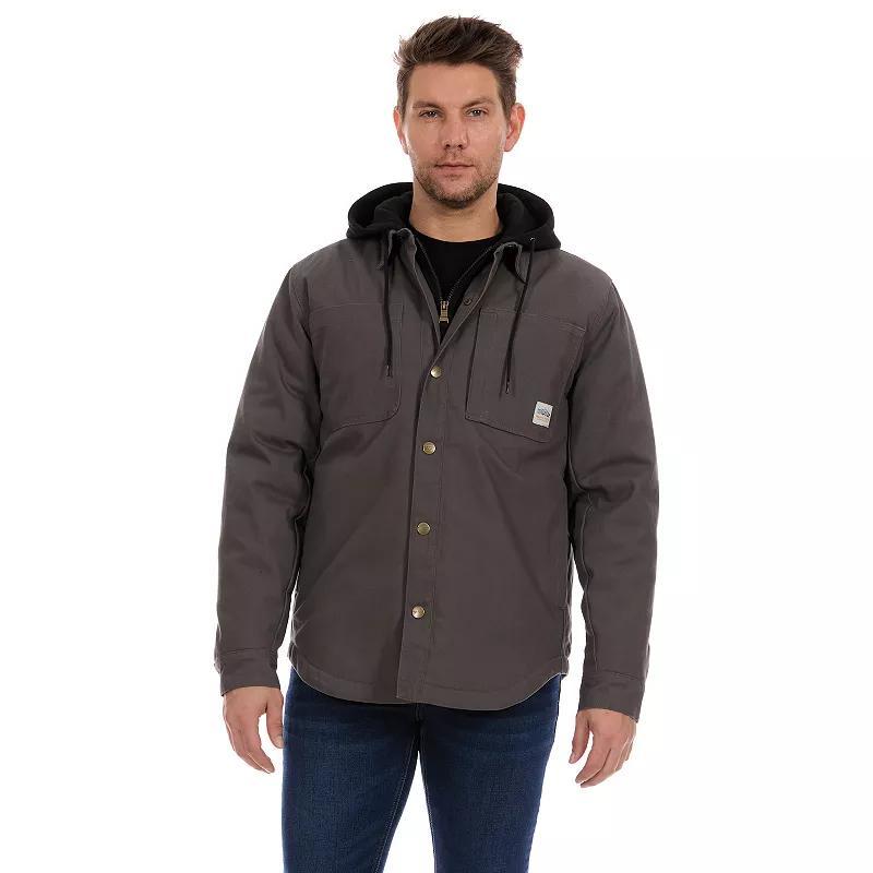 Mens Bass Creek Outfitters Duck Canvas Hooded Shirt Jacket Grey Product Image