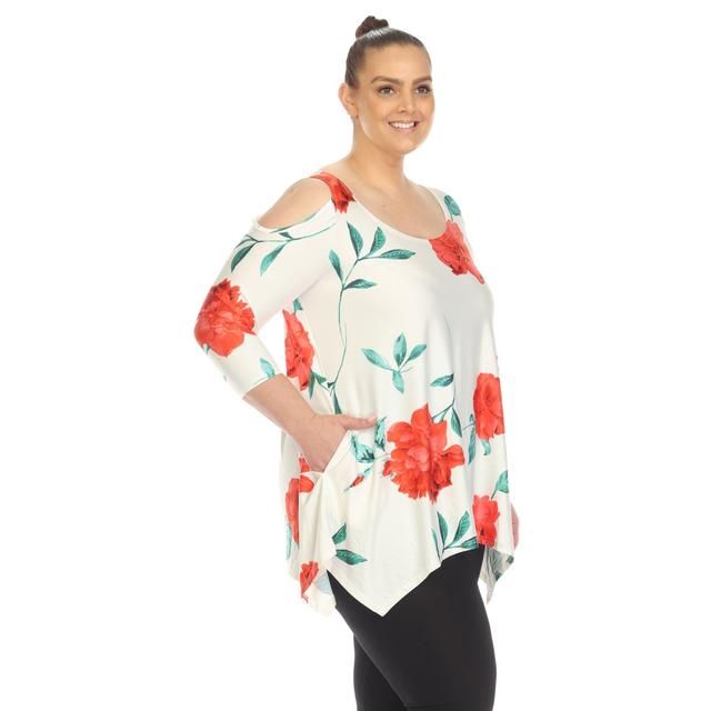 Floral Printed Cold Shoulder Tunic - Plus Product Image