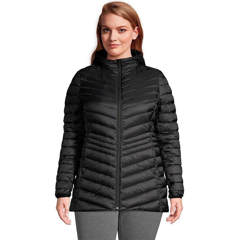 Plus Size Lands End Hood Wanderweight Ultralight Down Packable Jacket, Womens Product Image