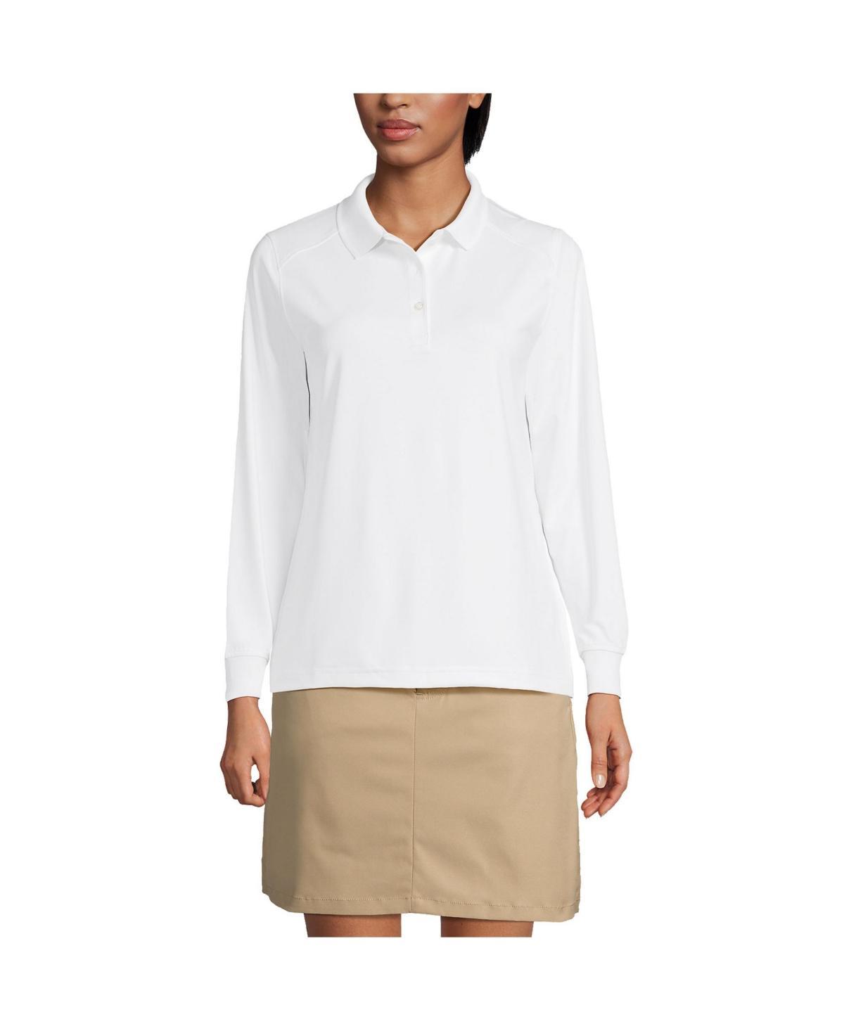 Lands End Womens School Uniform Long Sleeve Rapid Dry Polo Shirt Product Image