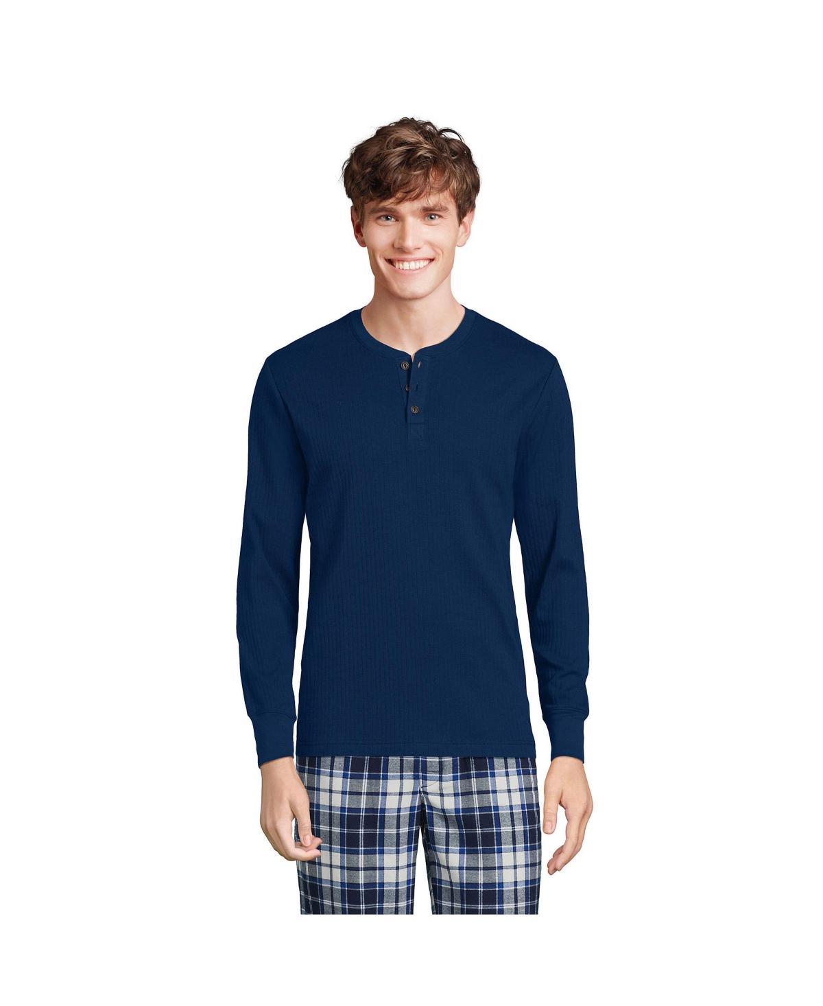 Lands End Mens Knit Rib Pajama Henley Product Image