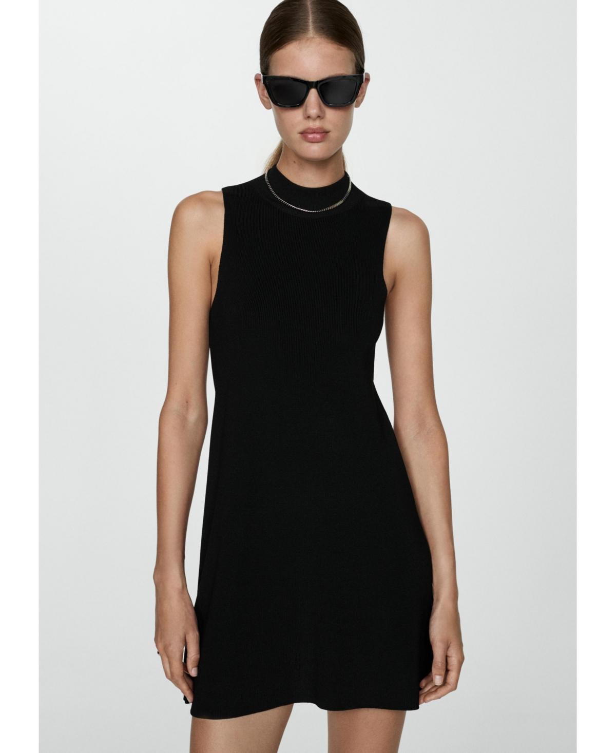 Mango Womens Knitted Perkins Neck Dress Product Image