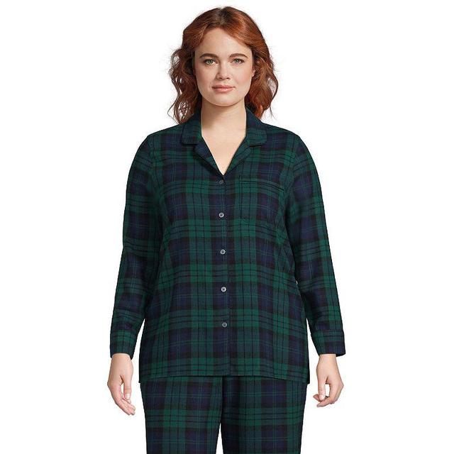 Plus Size Lands End Long Sleeve Flannel Pajama Top, Womens Product Image