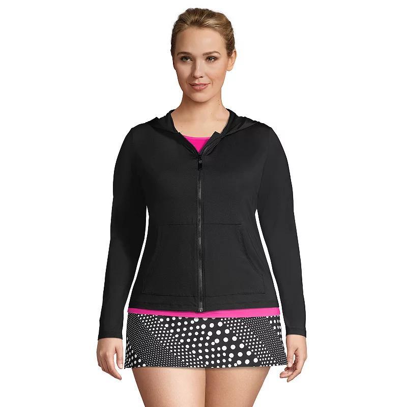 Lands End Womens Hooded Full Zip Long Sleeve Rash Guard Upf 50 Cover-up Product Image