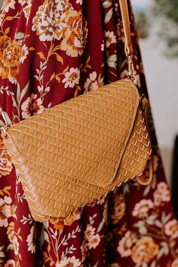 Sweet Melody Woven Faux Leather Clutch in Brown Product Image