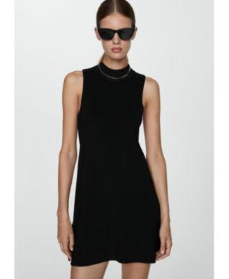 Mango Womens Knitted Perkins Neck Dress Product Image