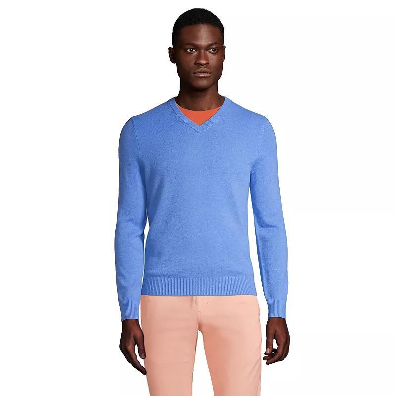 Mens Lands End Fine-Gauge Cashmere V-neck Sweater Product Image