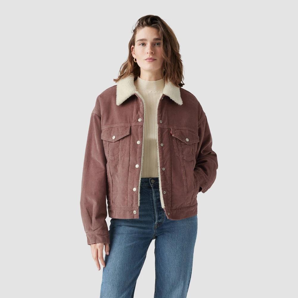 Levis Womens Faux Shearling 90s Trucker Jacket - Rose Taupe Product Image