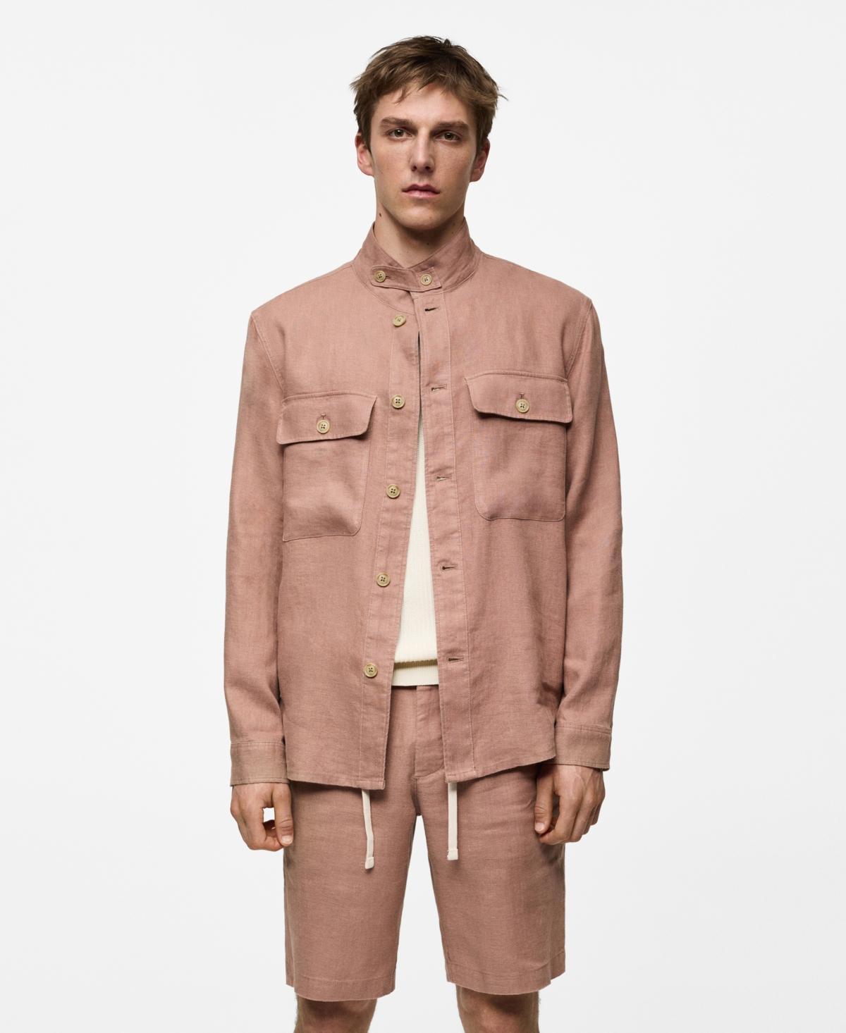 Mango Mens Linen Pockets Detail Overshirt Product Image