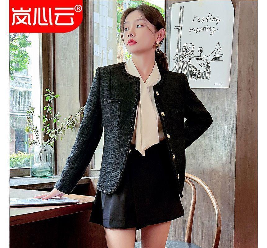 Button-Up Tweed Jacket / Blouse / Set Product Image