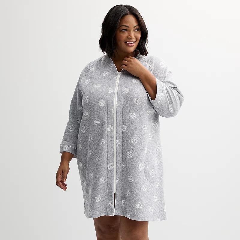 Plus Size Croft & Barrow Quilted Zip Short Robe, Womens Product Image