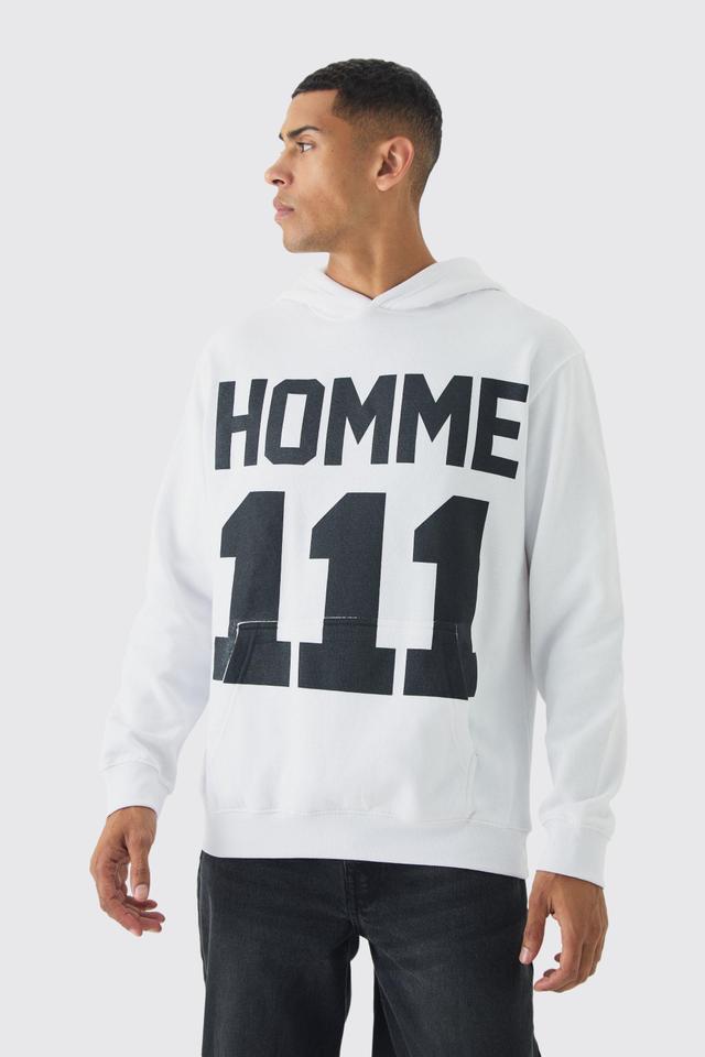 111 Homme Print Hoodie | boohooMAN USA Product Image