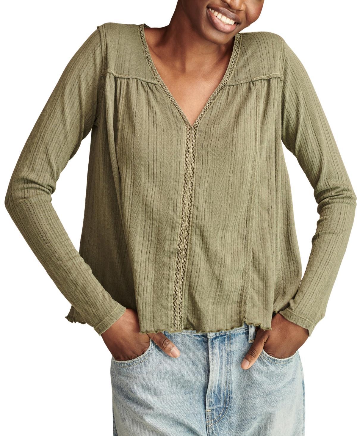 Lucky Brand Womens Ladder Trim Long-Sleeve Tunic Top Product Image