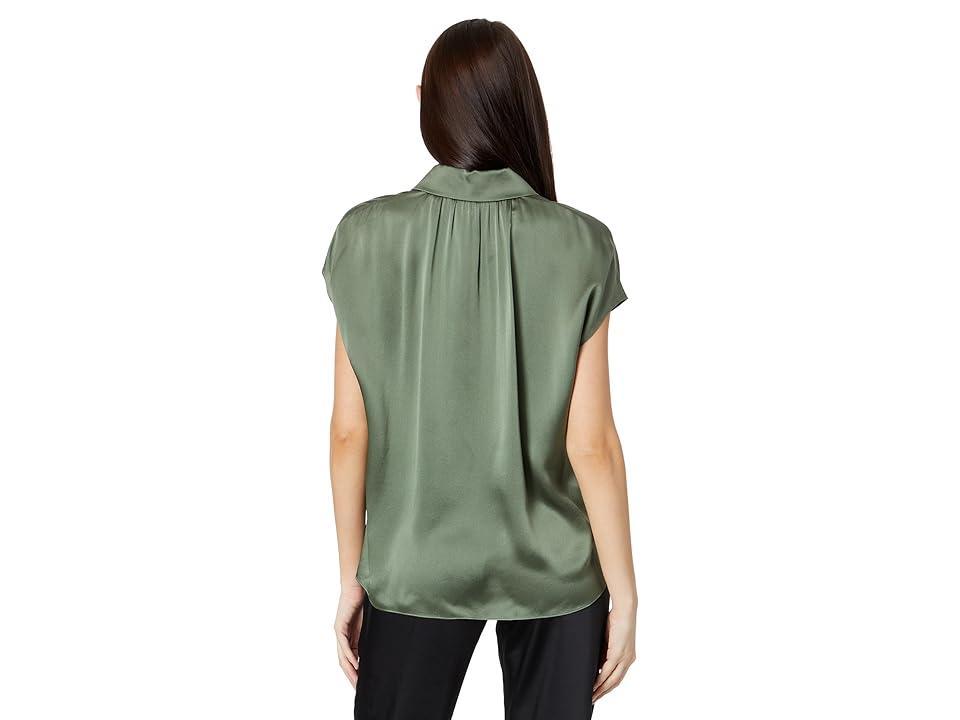 Vince Cap Sleeve Gathered Back Silk Blouse Product Image