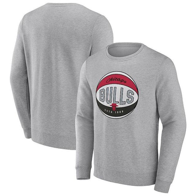 Mens Fanatics Branded Heathered Gray Chicago Bulls True Classics Vint Pullover Sweatshirt Product Image