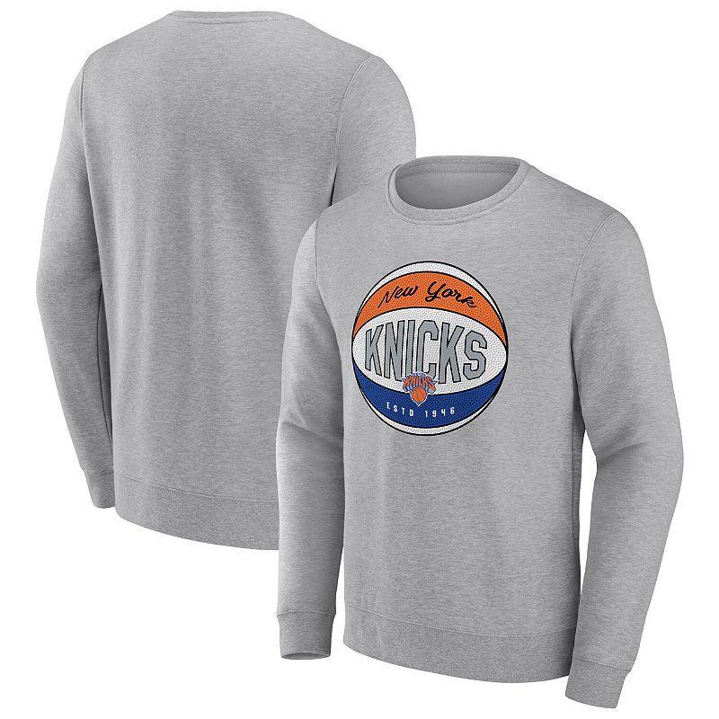 Mens Fanatics Branded Heathered Gray New York Knicks True Classics Vint Pullover Sweatshirt Product Image