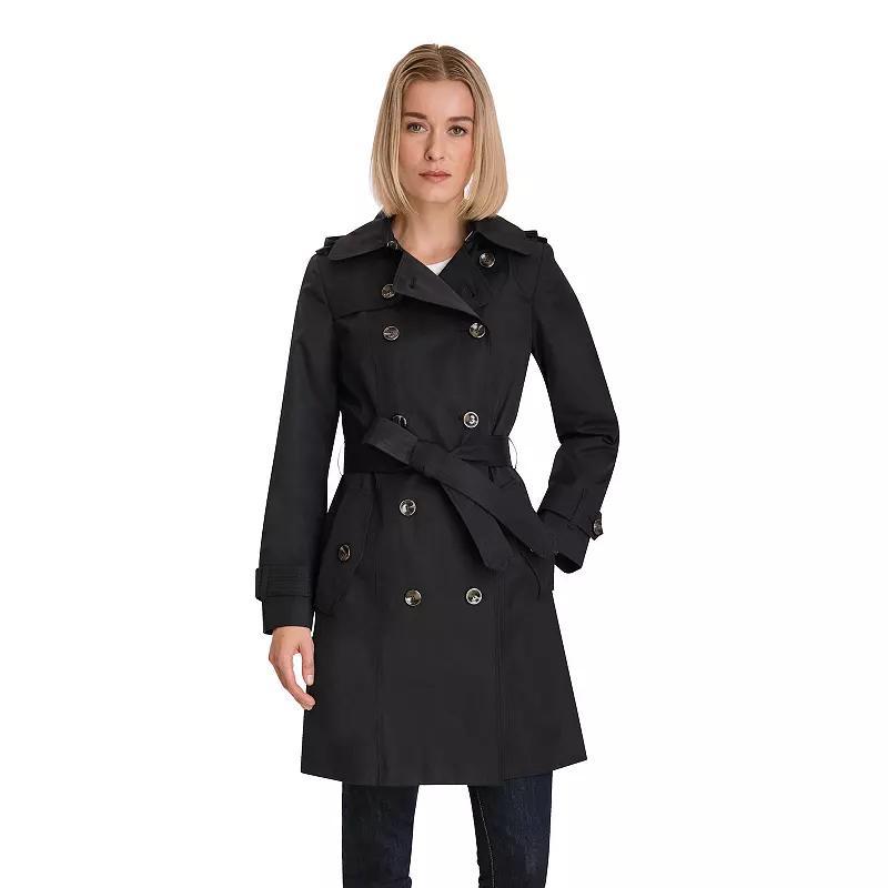 Womens London Fog Double Breasted Trench Coat Green product image