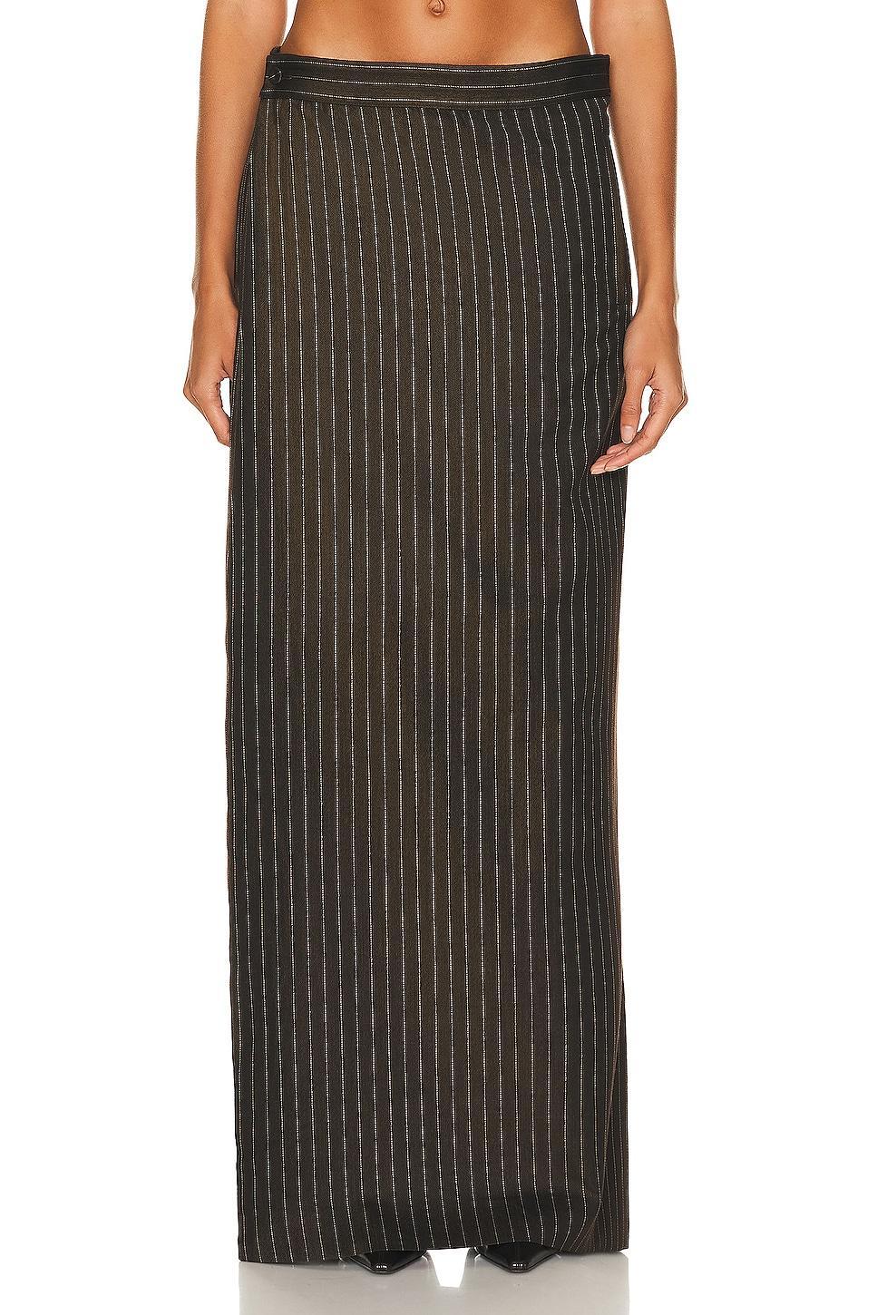 Jean Paul Gaultier Tennis Stripes Low Waist Trouser Skirt in Brown Product Image