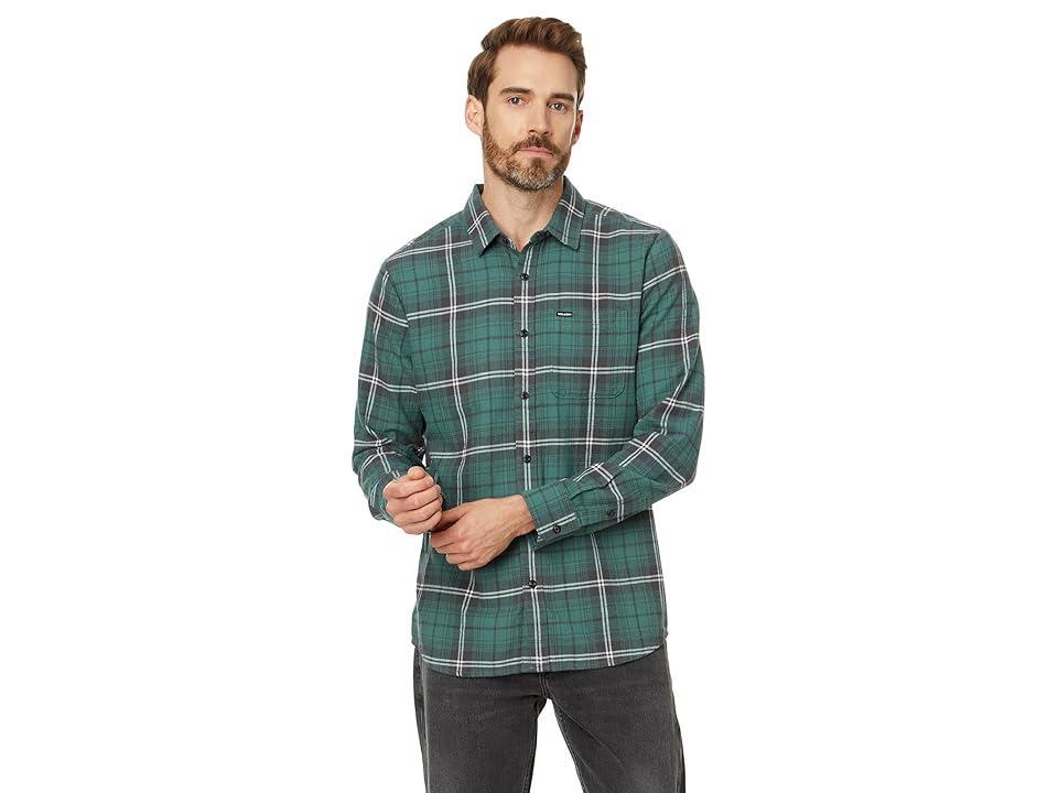 Volcom Caden Plaid Long Sleeve (Sea ) Men's Clothing Product Image