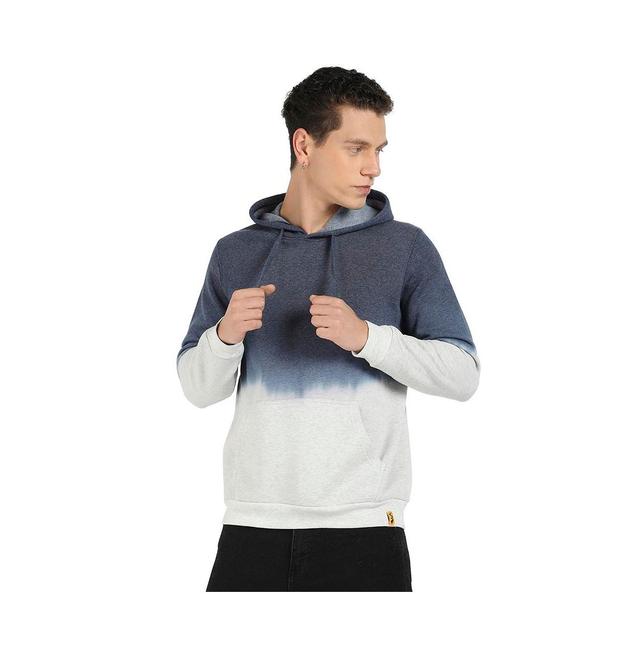 Campus Sutra Mens Blue & Grey Pullover Ombre Sweatshirt With Ribbed Hem Product Image