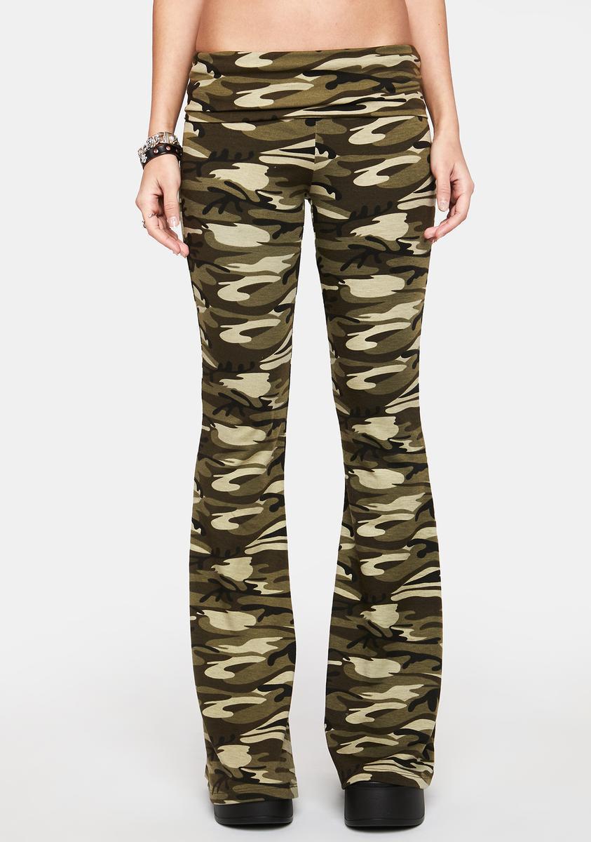 Edikted Camo Naomi Flared Leggings - Green product image