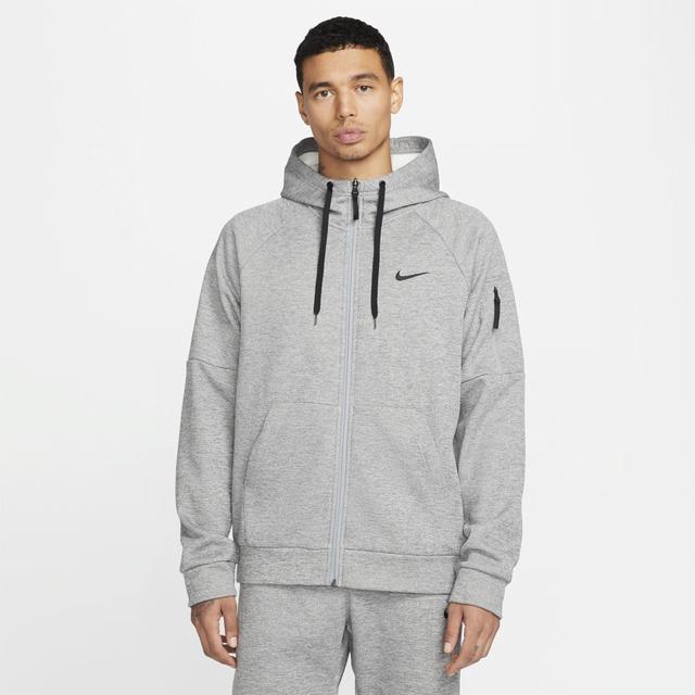 Nike Mens Nike Therma Fleece Full-Zip Hoodie - Mens Black/Particle Grey/Dark Grey Heather Product Image