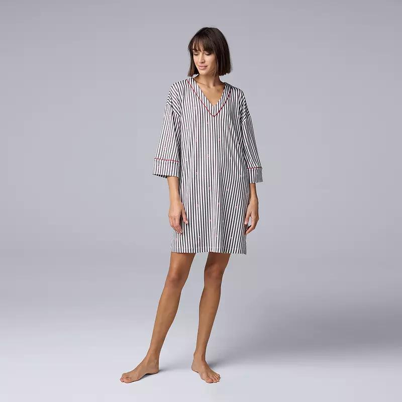 Womens Simply Vera Vera Wang 3/4-Sleeve Cozy Jersey Pajama Sleepshirt Product Image