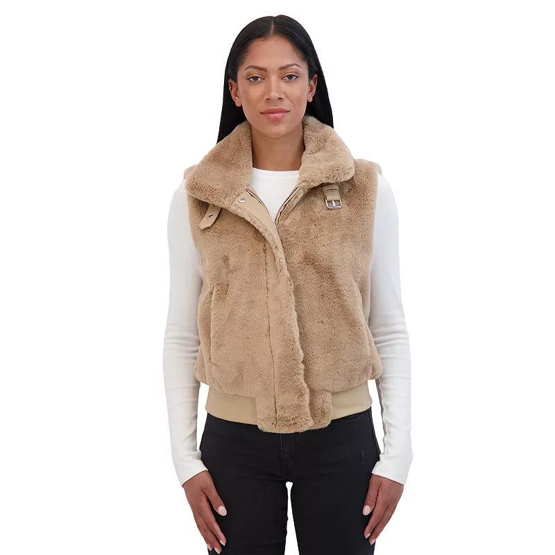 Sebby Collection Womens Faux Fur Zip Front Vest Product Image