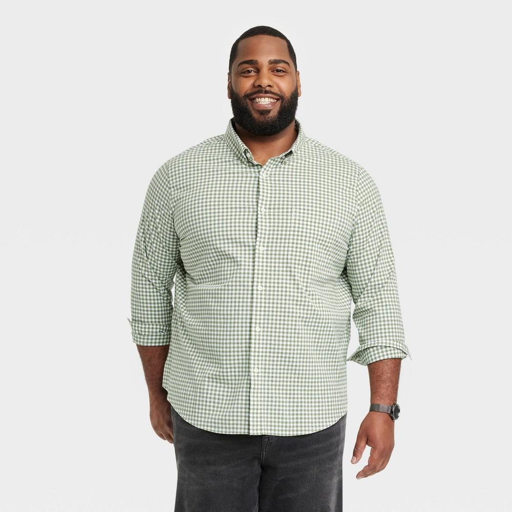 Mens Big & Tall Every Wear Long Sleeve Button-Down Shirt - Goodfellow & Co Olive Green 4XL Product Image