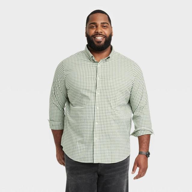 Mens Big & Tall Every Wear Long Sleeve Button-Down Shirt - Goodfellow & Co Olive LT Product Image