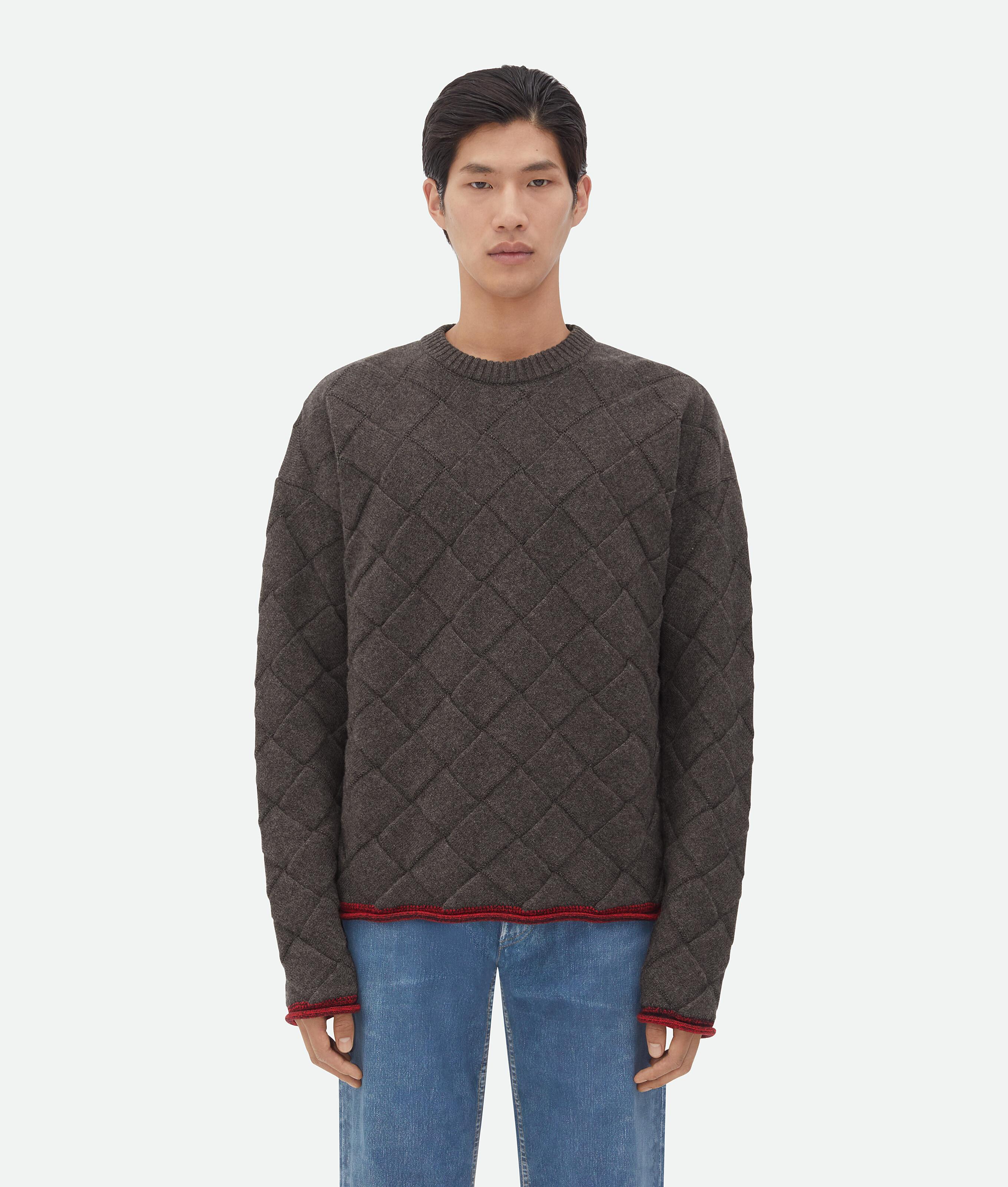 Men's Intreccio Wool Jumper in Medium grey melange Product Image