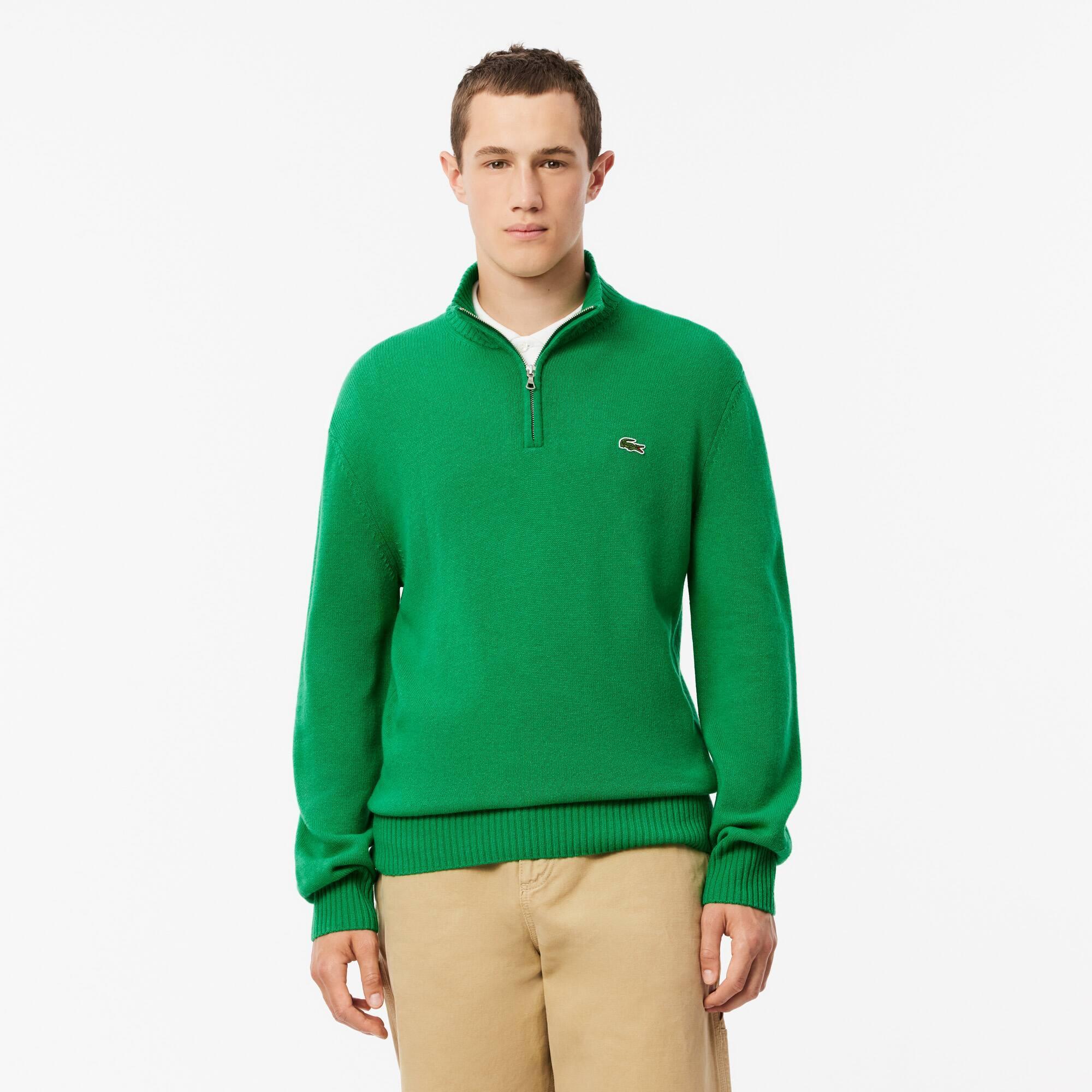 Zipped High Neck Carded Wool Sweater Product Image