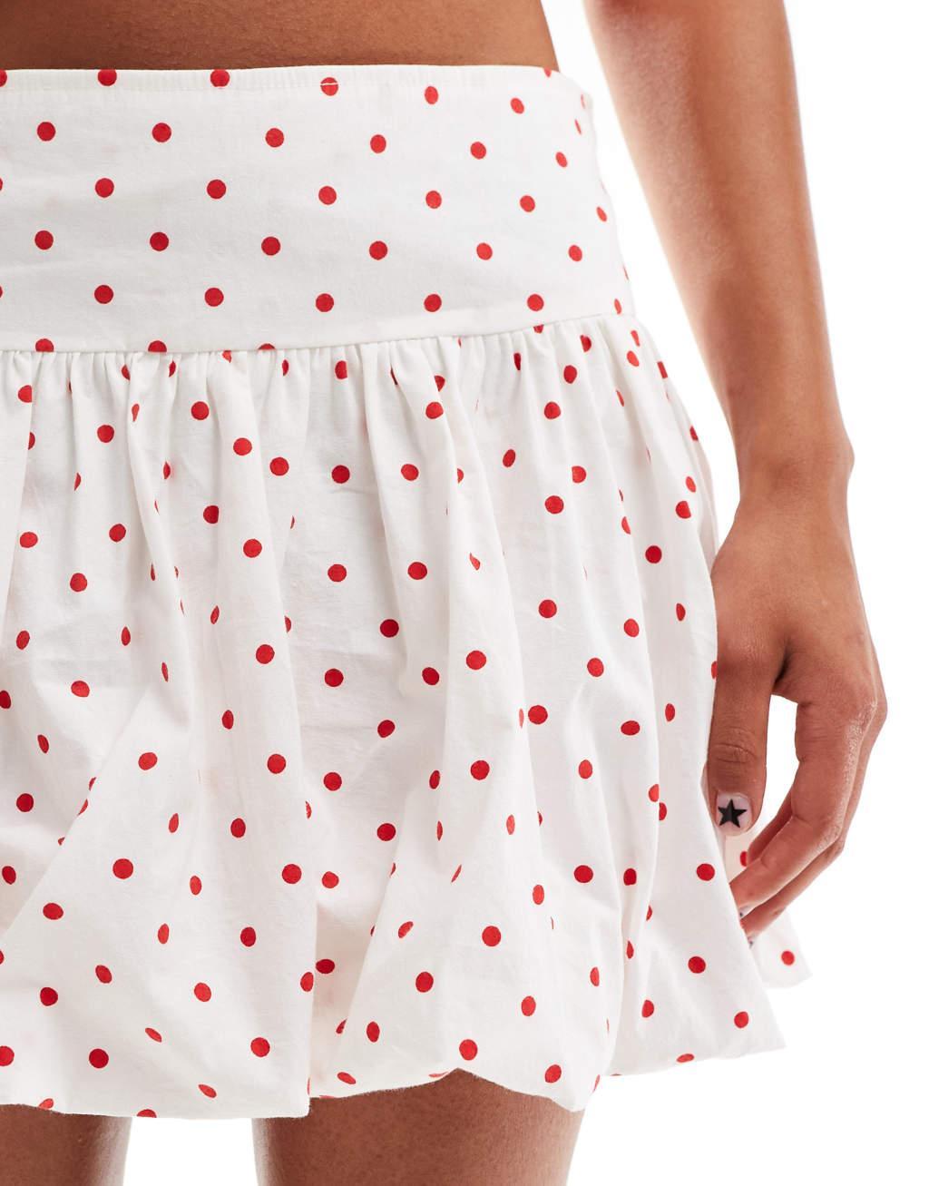 Motel Exclusive kiyowo bubble hem mini skirt in polka dot Product Image