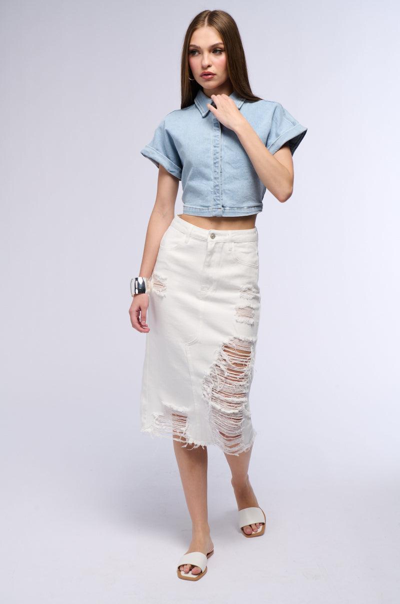 SUMMERTIME MIDI DENIM SKIRT Product Image