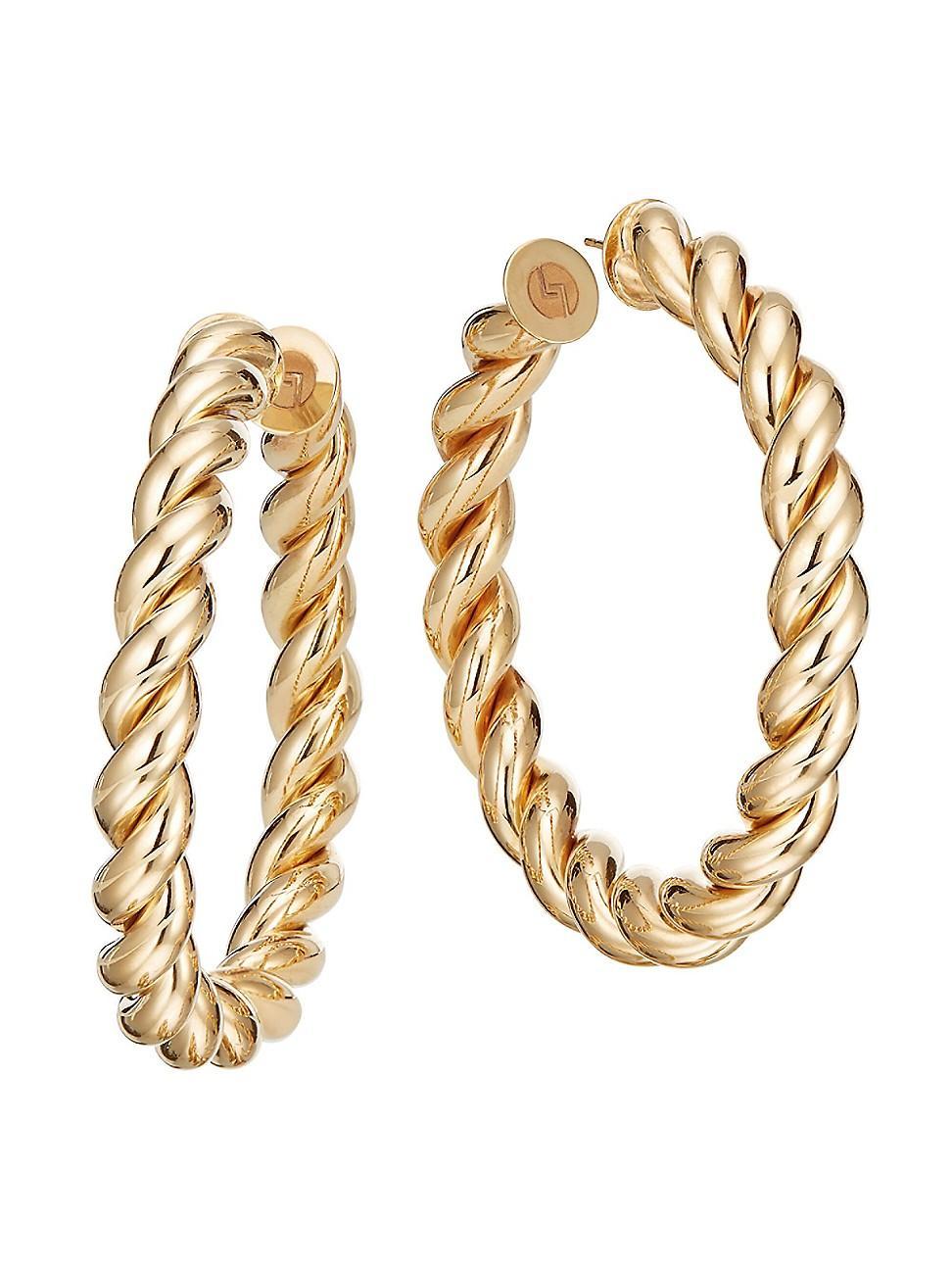 Womens Royale 14K Yellow Gold Braid Hoops/2 Product Image