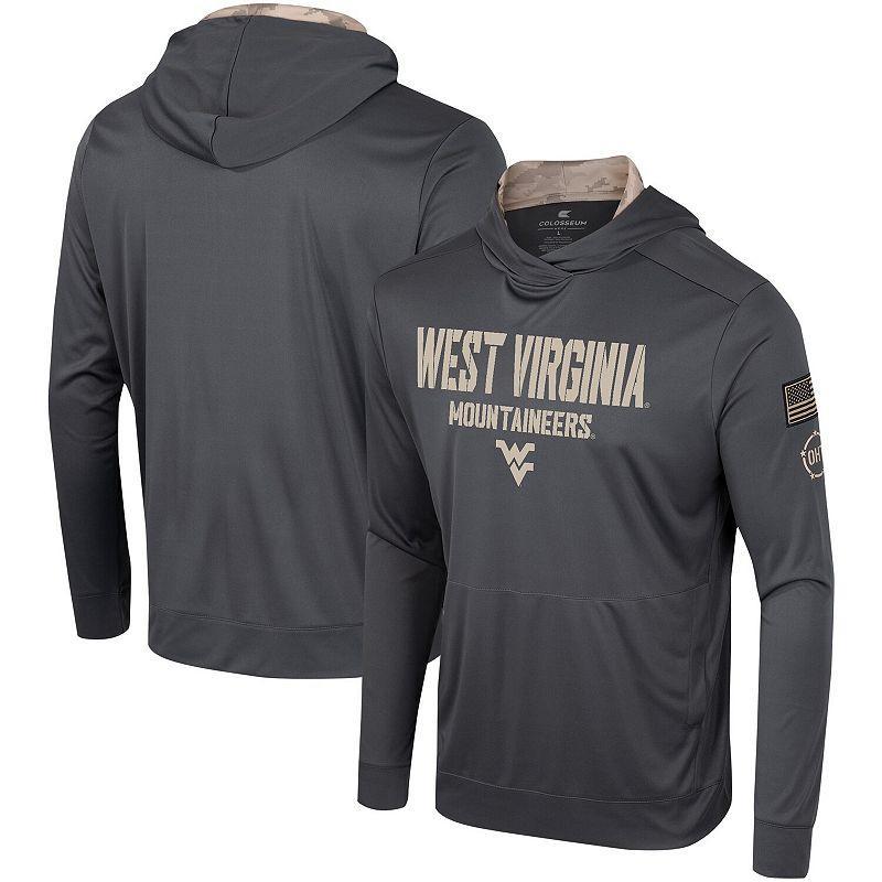 Mens Colosseum Charcoal West Virginia Mountaineers OHT Military Appreciation Long Sleeve Hoodie T-Shirt Grey Product Image