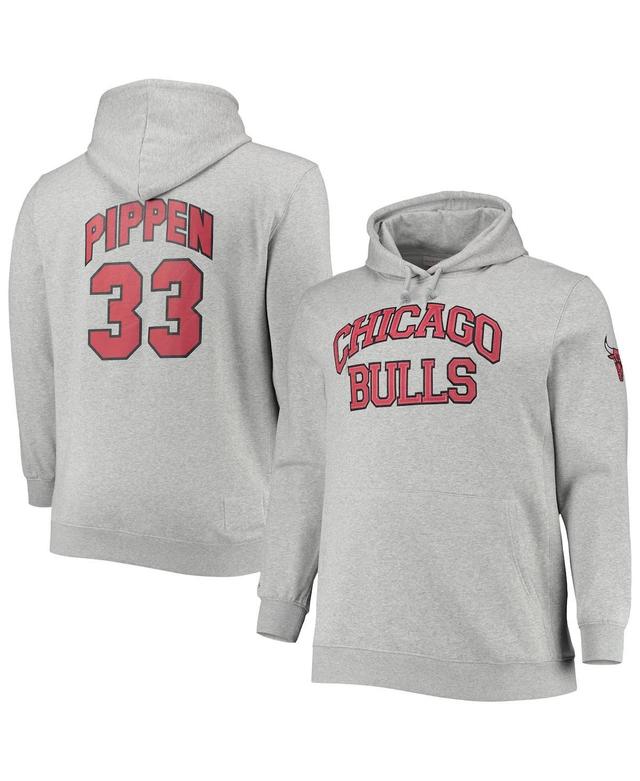 Mens Mitchell & Ness Scottie Pippen Heathered Gray Chicago Bulls Big & Tall Name & Number Pullover Hoodie Product Image