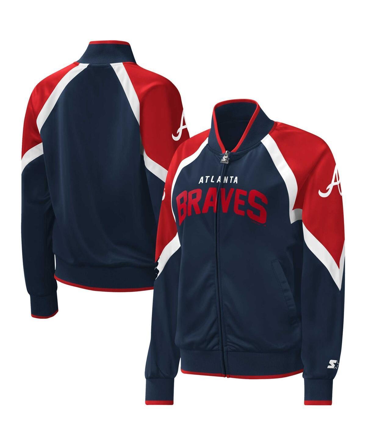 Womens Starter Navy Cleveland Guardians Touchdown Raglan Full-Zip Track Jacket Product Image