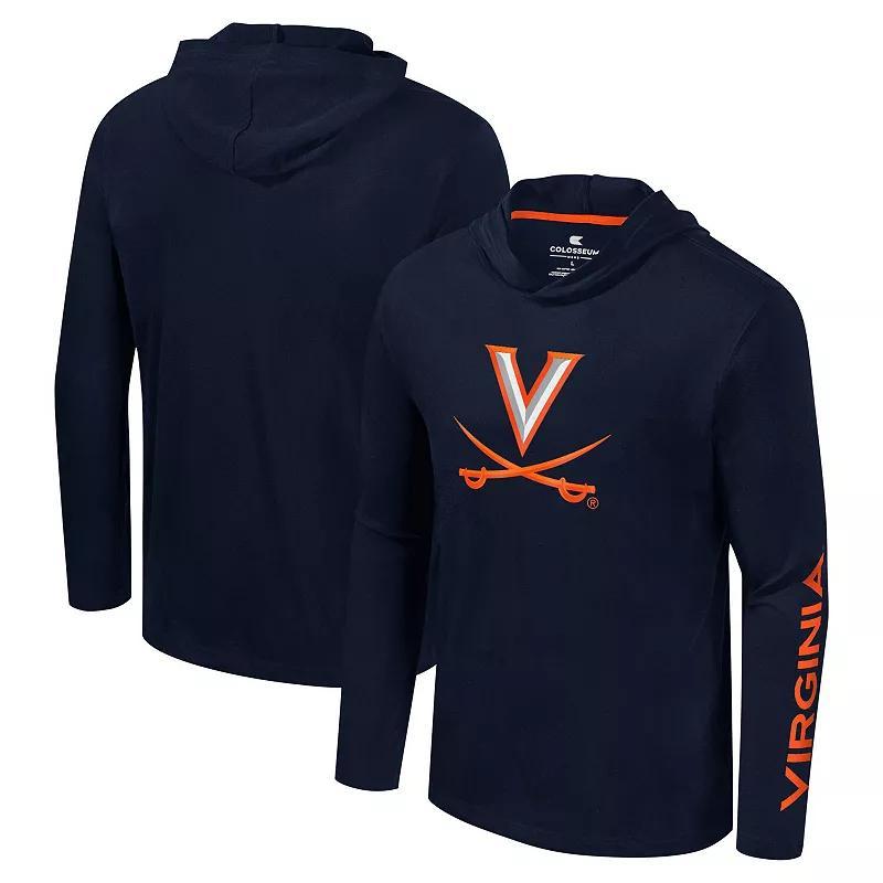 Mens Colosseum Virginia Cavaliers Logo Lockup Active Blend Long Sleeve T-Shirt Hoodie Blue Product Image