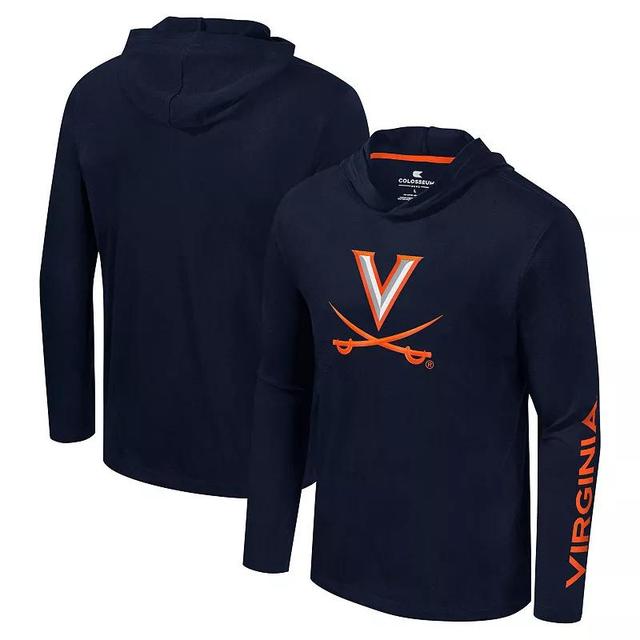 Mens Colosseum Virginia Cavaliers Logo Lockup Active Blend Long Sleeve T-Shirt Hoodie Blue Product Image