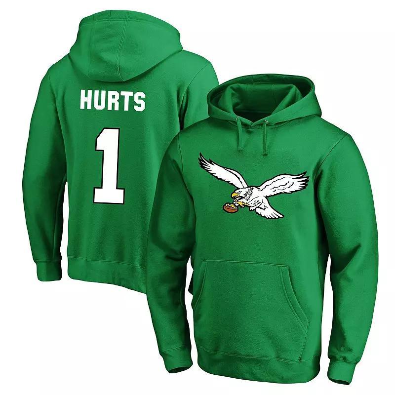 Mens Fanatics Branded Jalen Hurts Kelly Philadelphia Eagles Big & Tall Fleece Name & Number Pullover Hoodie Product Image