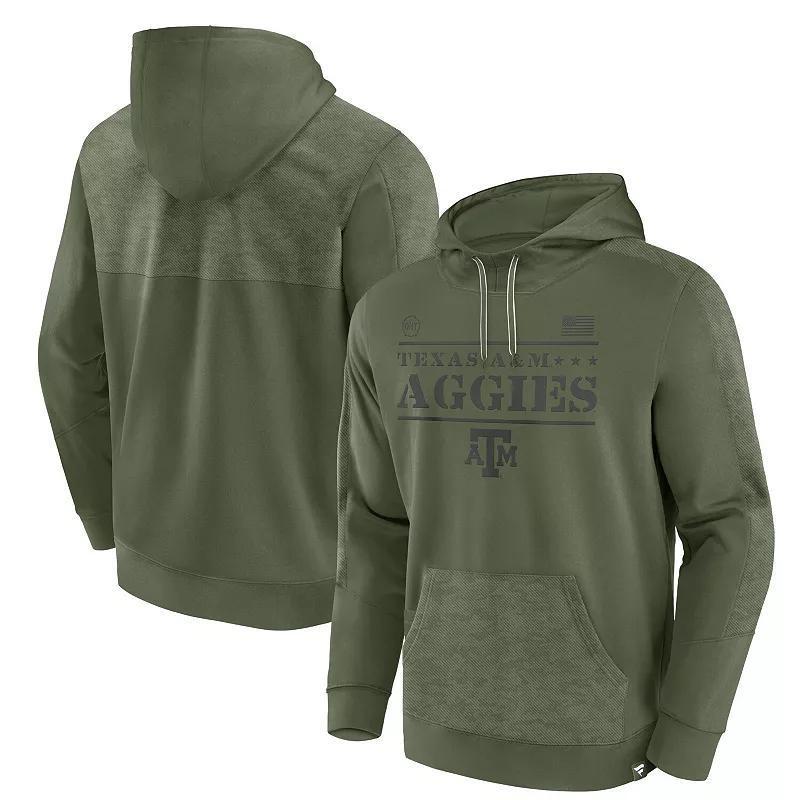 Mens Fanatics Branded Olive Texas A&M Aggies OHT Military Appreciation Stencil Pullover Hoodie Product Image