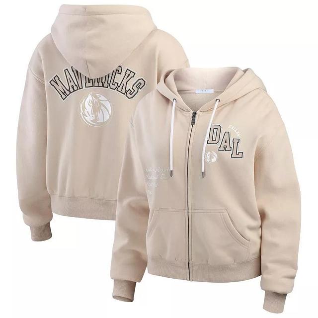 Womens WEAR by Erin Andrews Tan Dallas Mavericks Tonal Felt Patch Full-Zip Hoodie Product Image