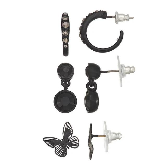 Simply Vera Vera Wang Butterfly Trio Earring Set, Womens, Black Product Image