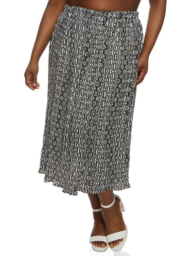 Womens Plus Size Printed Plisse Maxi Skirt Product Image