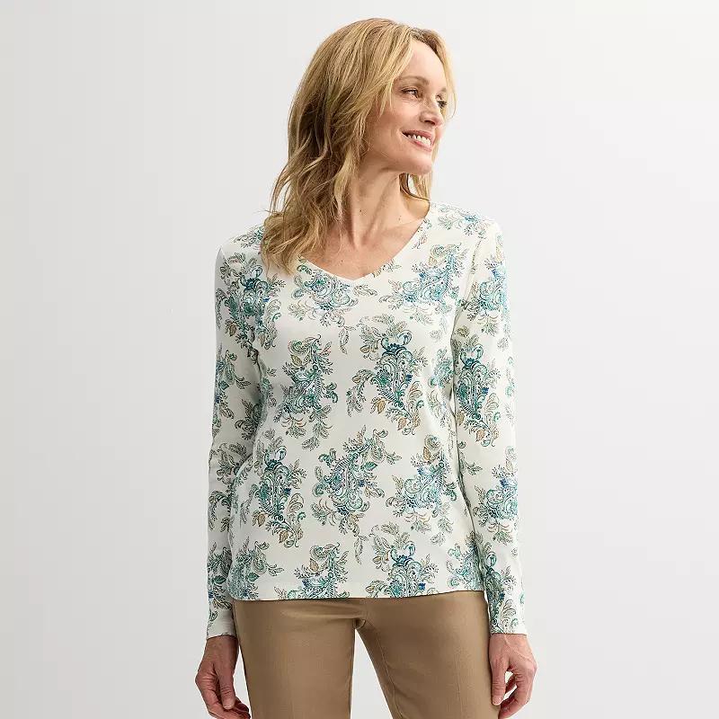 Womens Croft & Barrow Essential Long Sleeve V-Neck Tee Product Image