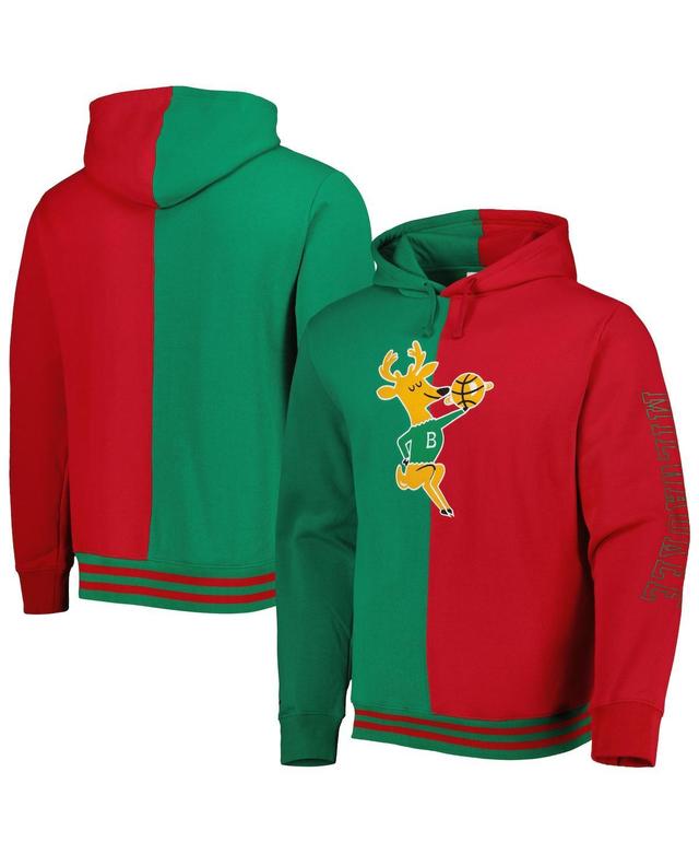 Mens Mitchell & Ness Green Milwaukee Bucks Hardwood Classics Split Pullover Hoodie - Green Product Image