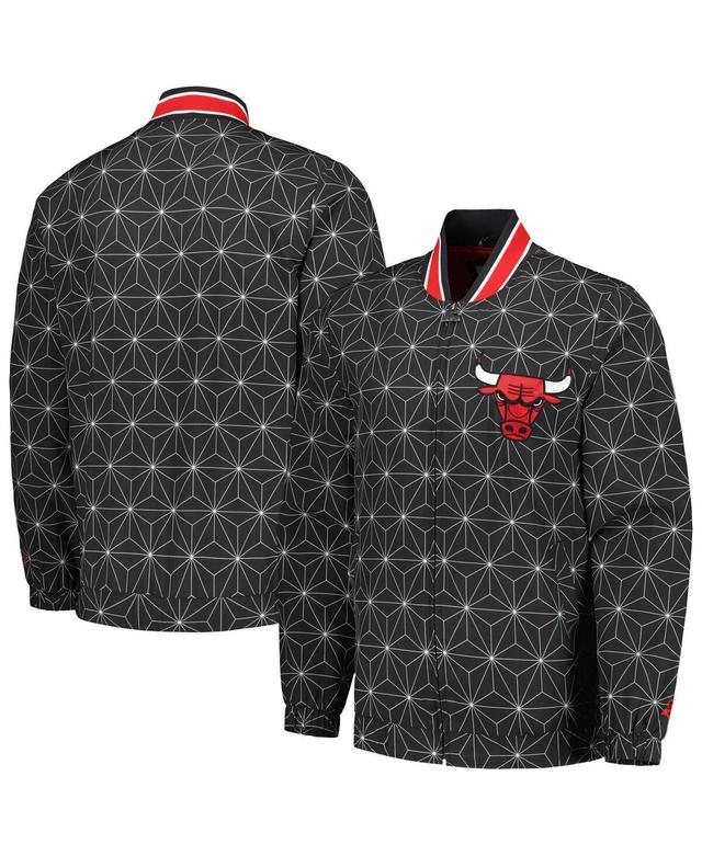 Mens Starter Black Chicago Bulls In-Field Play Fashion Satin Full-Zip Varsity Jacket Product Image