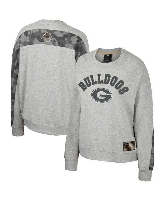 Womens Colosseum Heather Gray Georgia Bulldogs Oht Military-Inspired Appreciation Flag Rank Dolman Pullover Sweatshirt Product Image